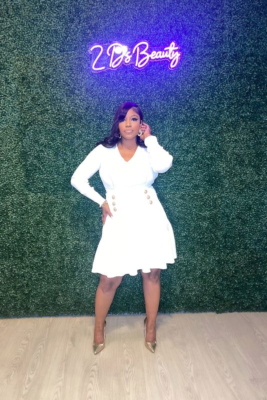 White Knit Sweater Swing Dress