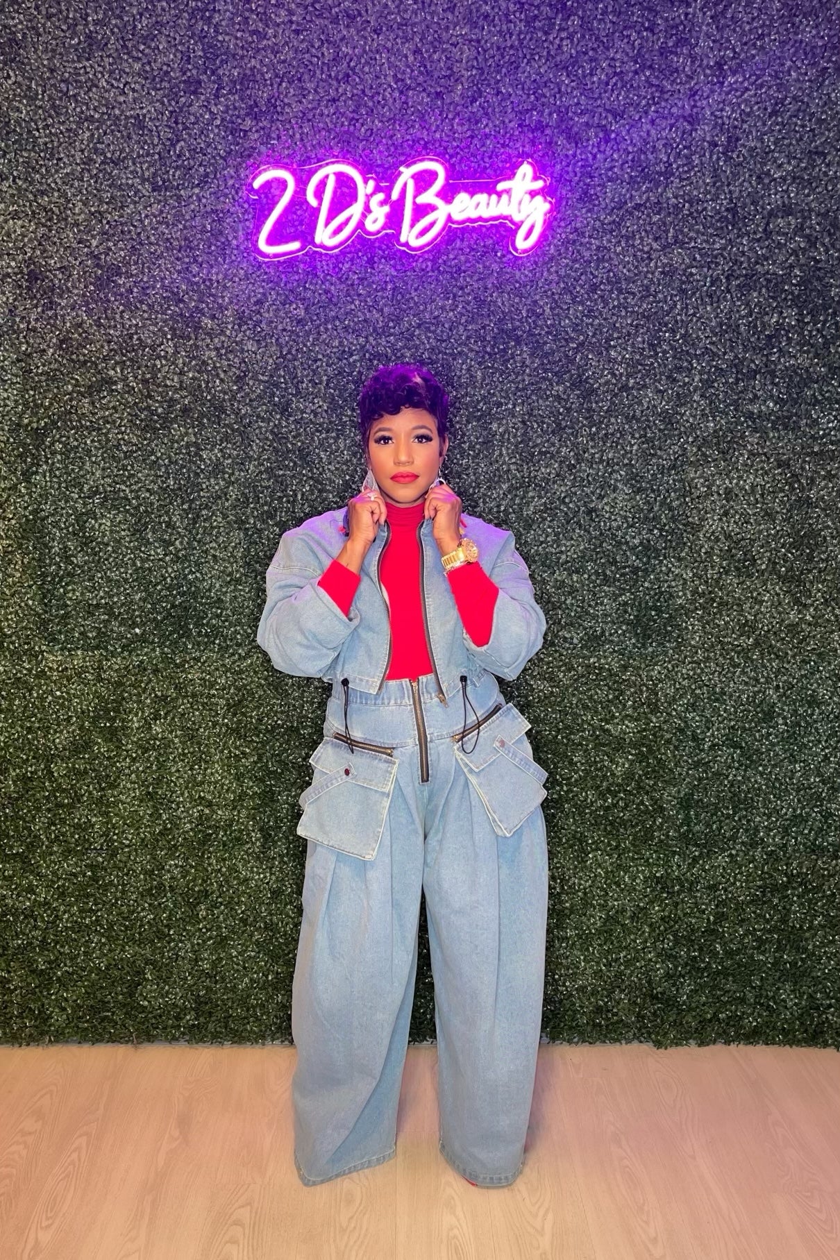 Two Piece Wide Leg Jazzy Jean Set