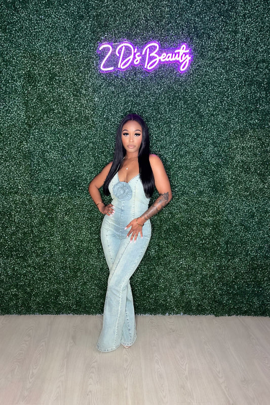 Fun Floral Denim Jumpsuit