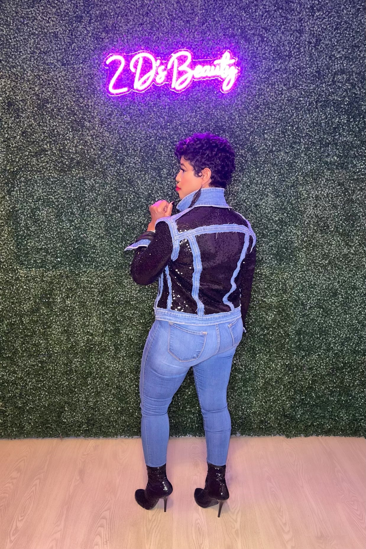 Sequin & Denim Jean Fling Jacket