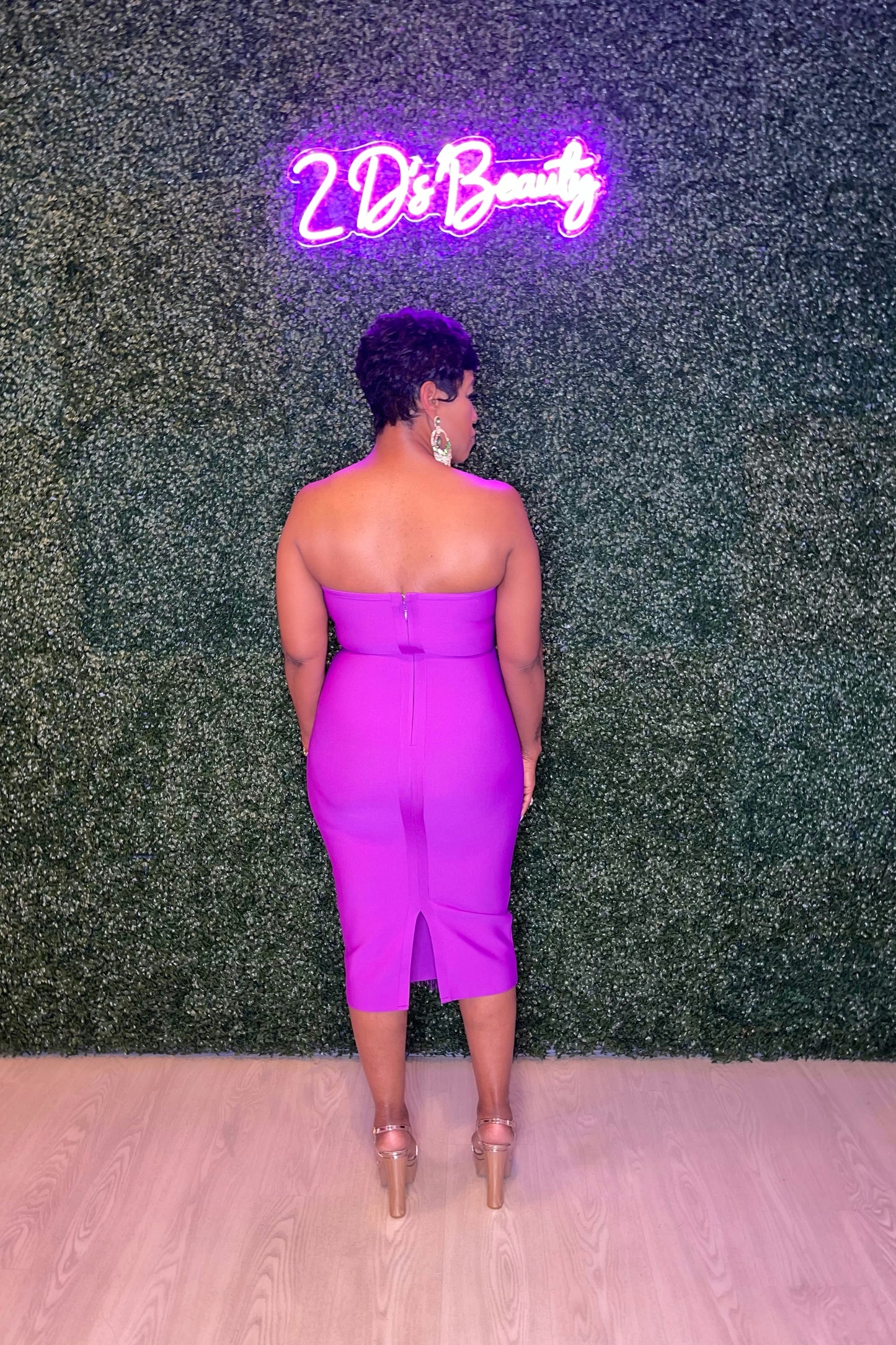 Purple Fringe Sexy Strapless Dress