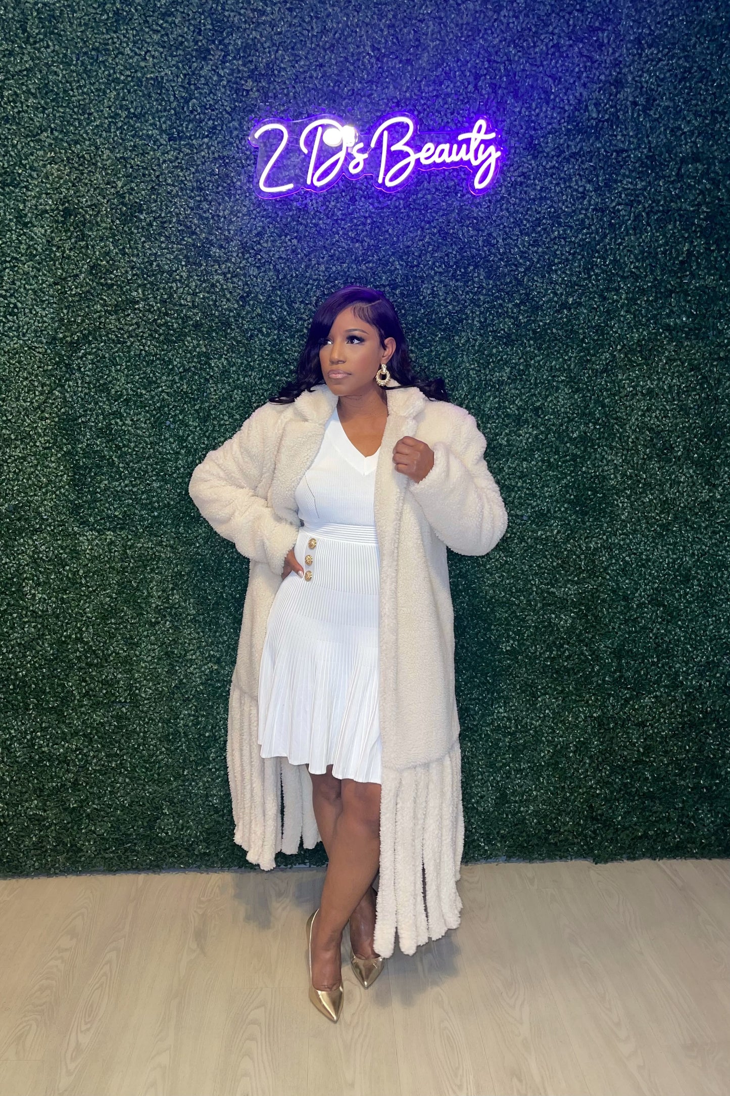 Cream Fringe Teddy Coat