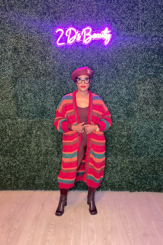 Bold Stripe Maxi Knit Cardigan