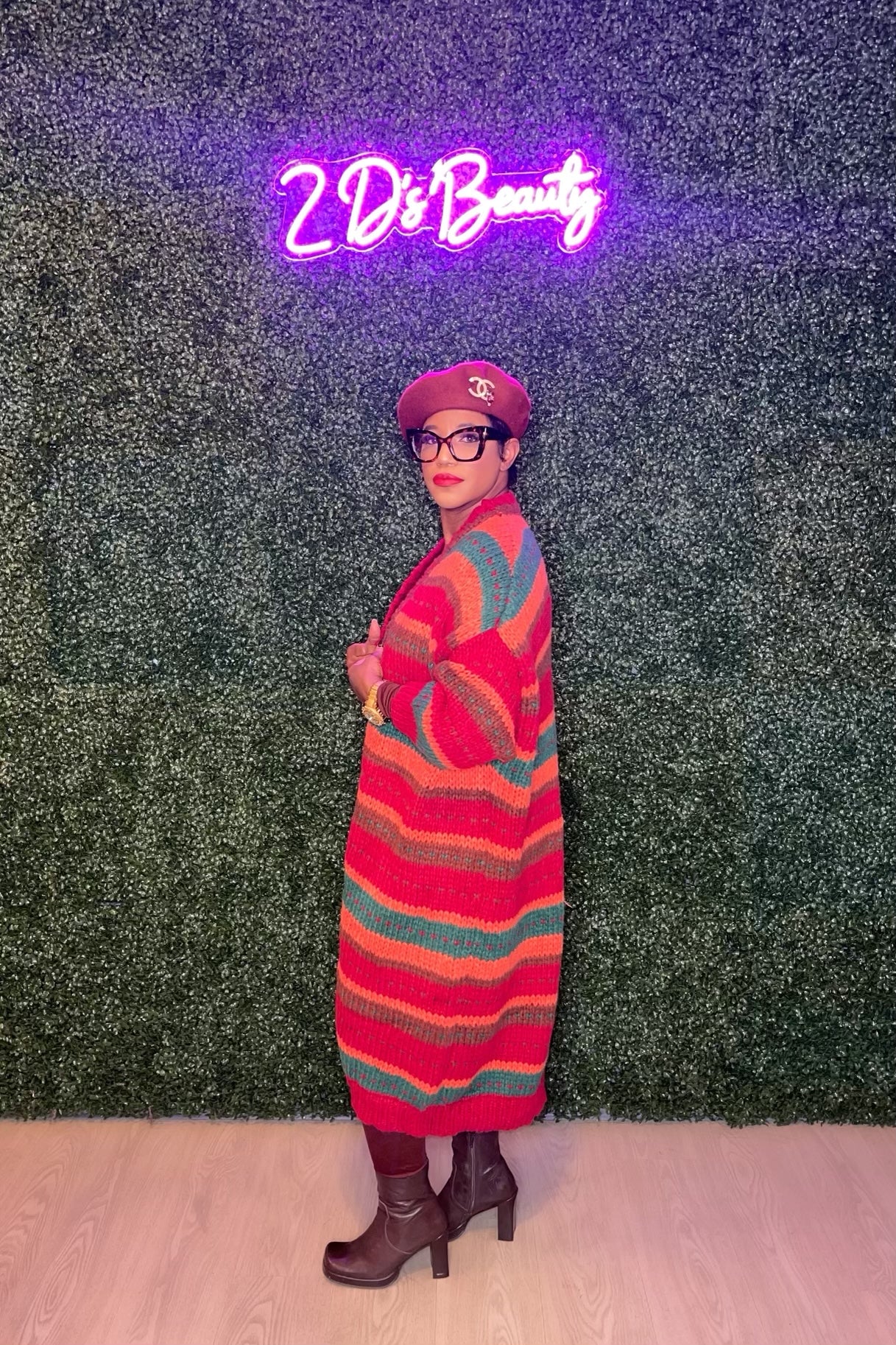 Bold Stripe Maxi Knit Cardigan