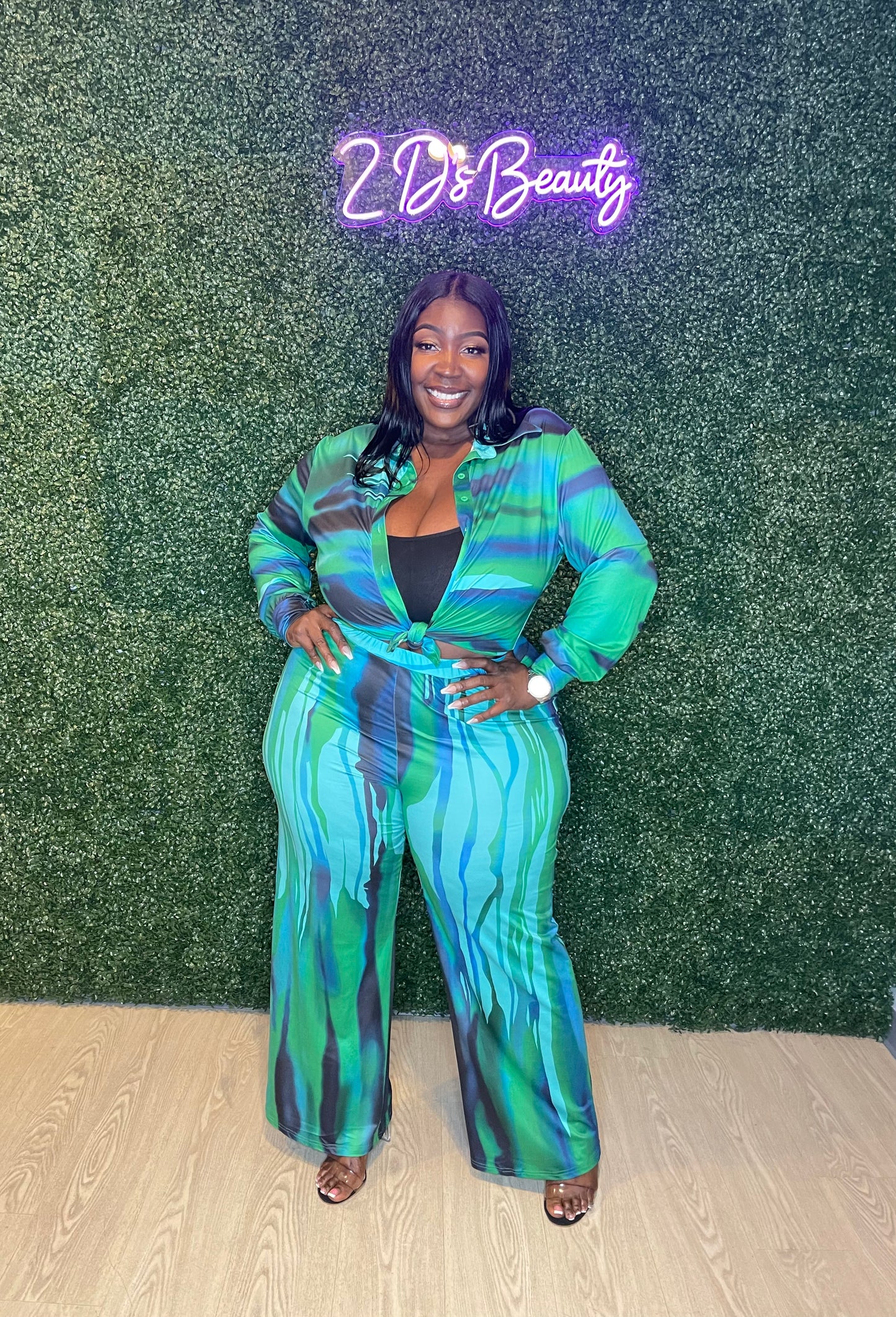 Plus Size Multi Color Two Piece Set
