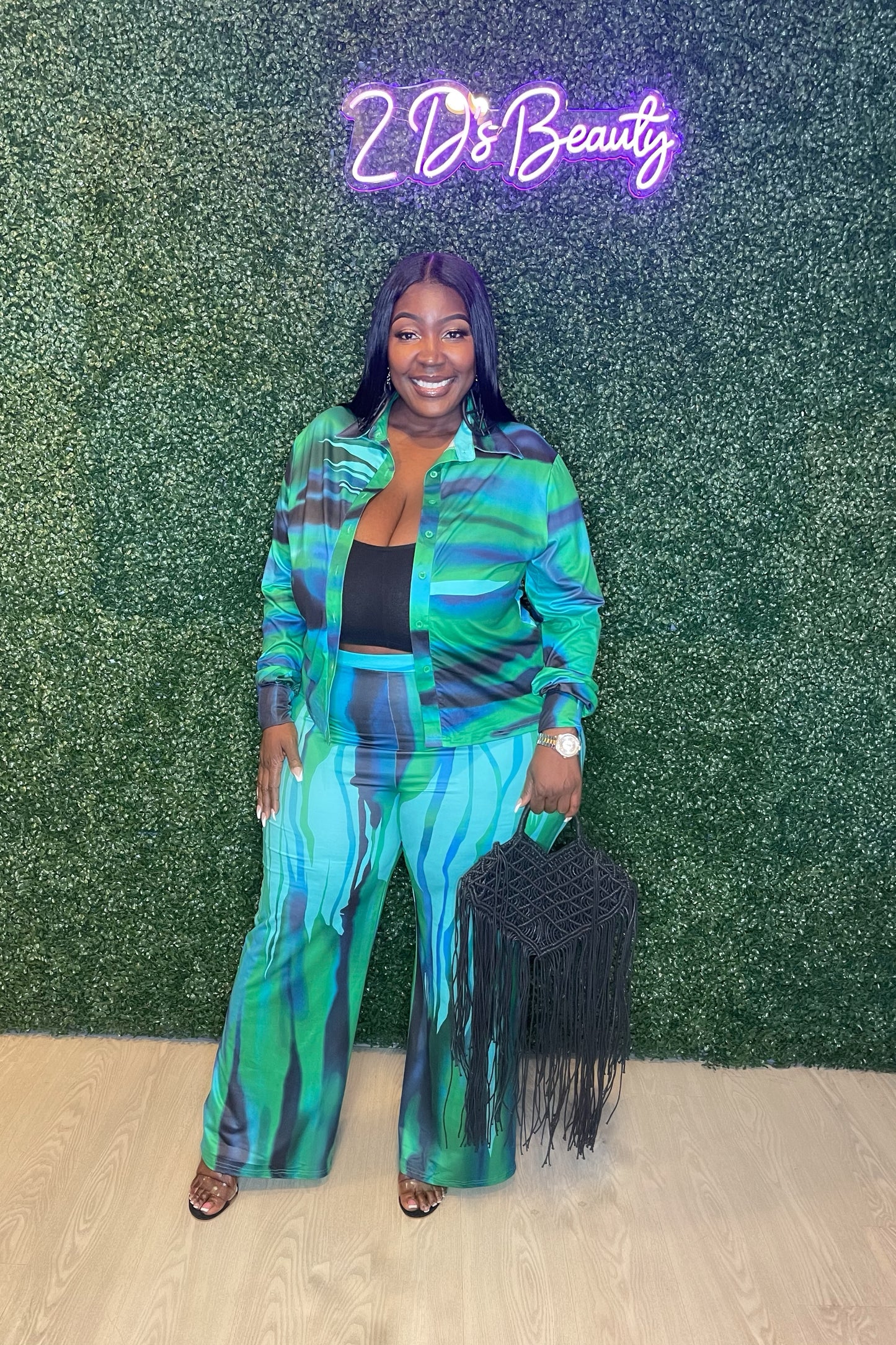 Plus Size Multi Color Two Piece Set