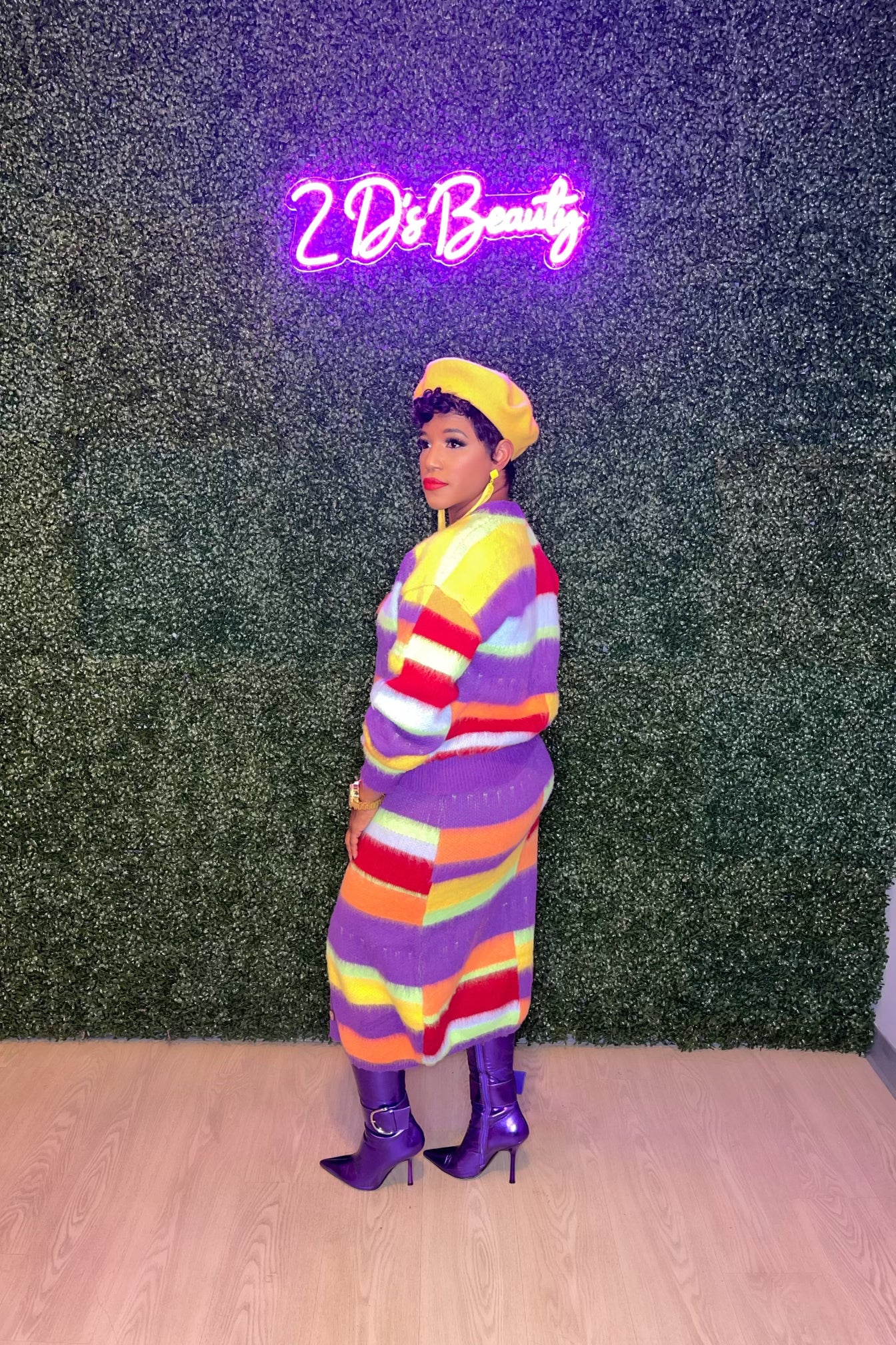Color Me Bold Two Piece Knit Cardigan With Maxi Skirt Set