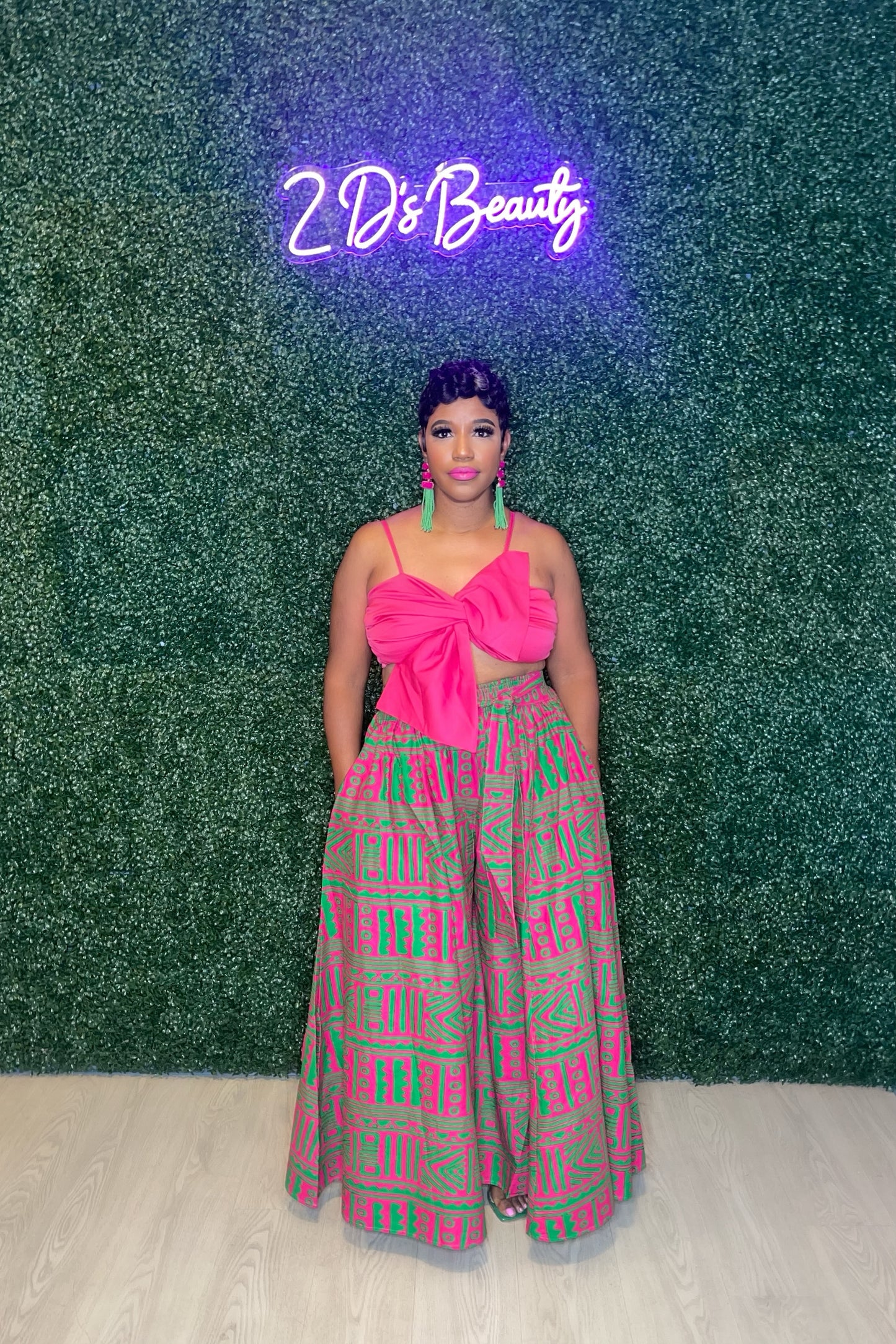 Green & Pink Palazzo Pants