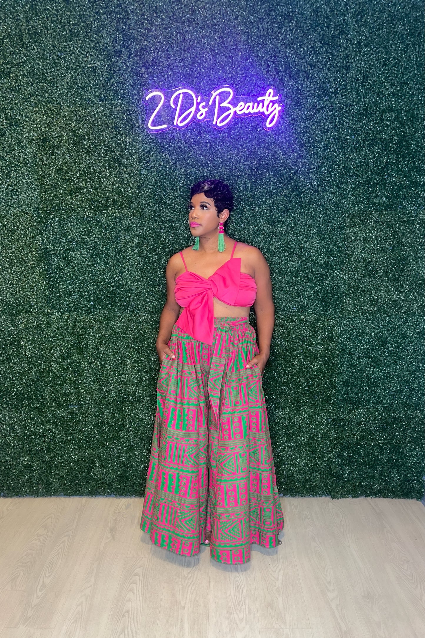 Green & Pink Palazzo Pants