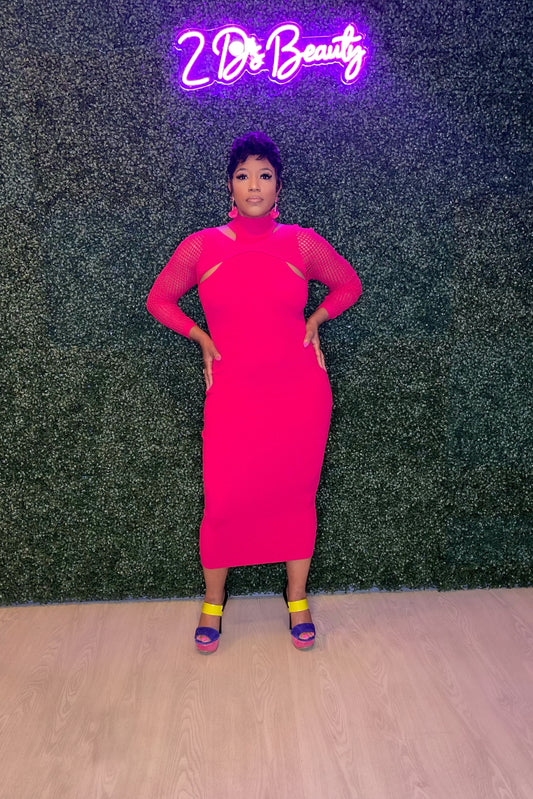 Fuchsia Babe Midi Dress