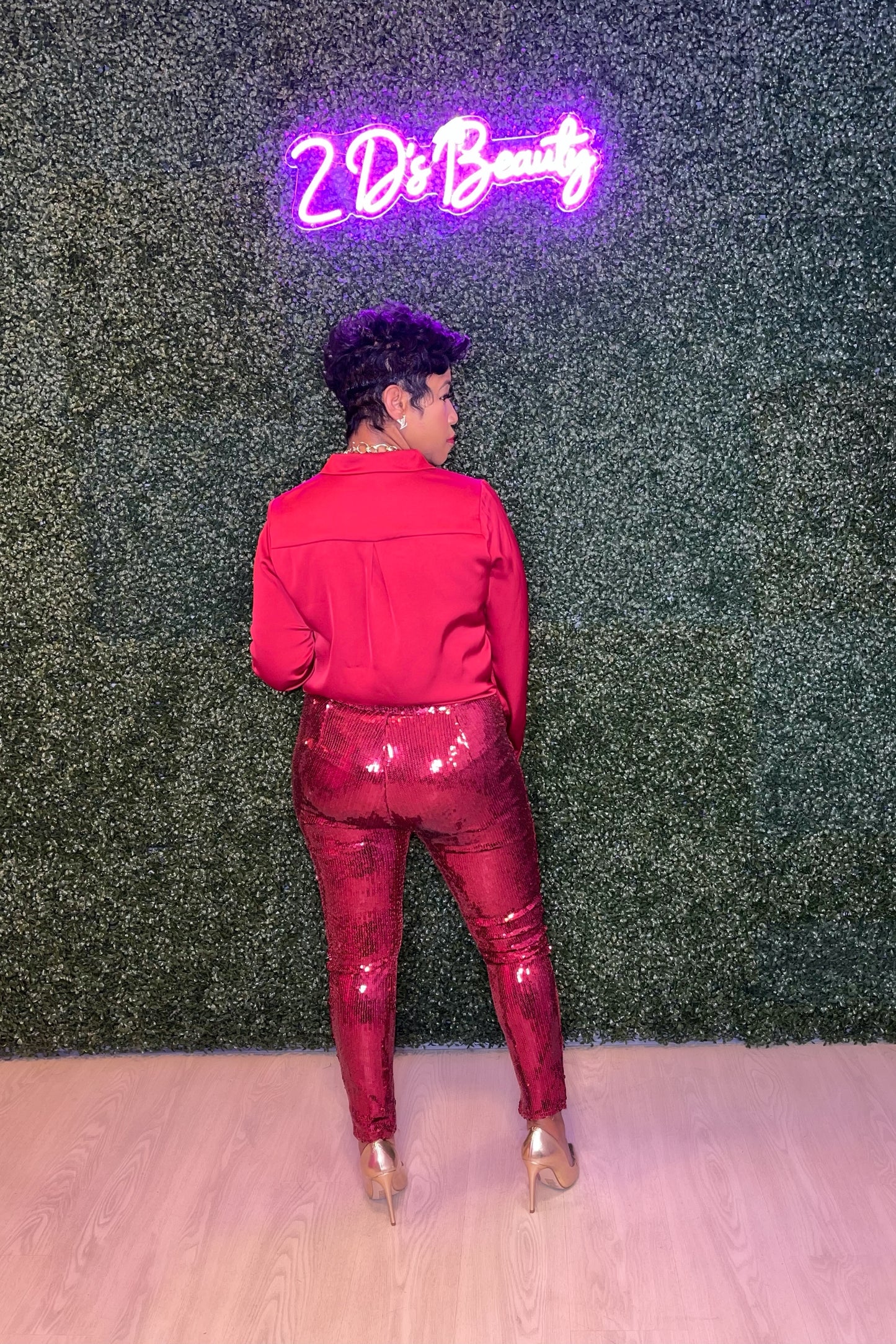 Button Down Wine Colored Silk Shir