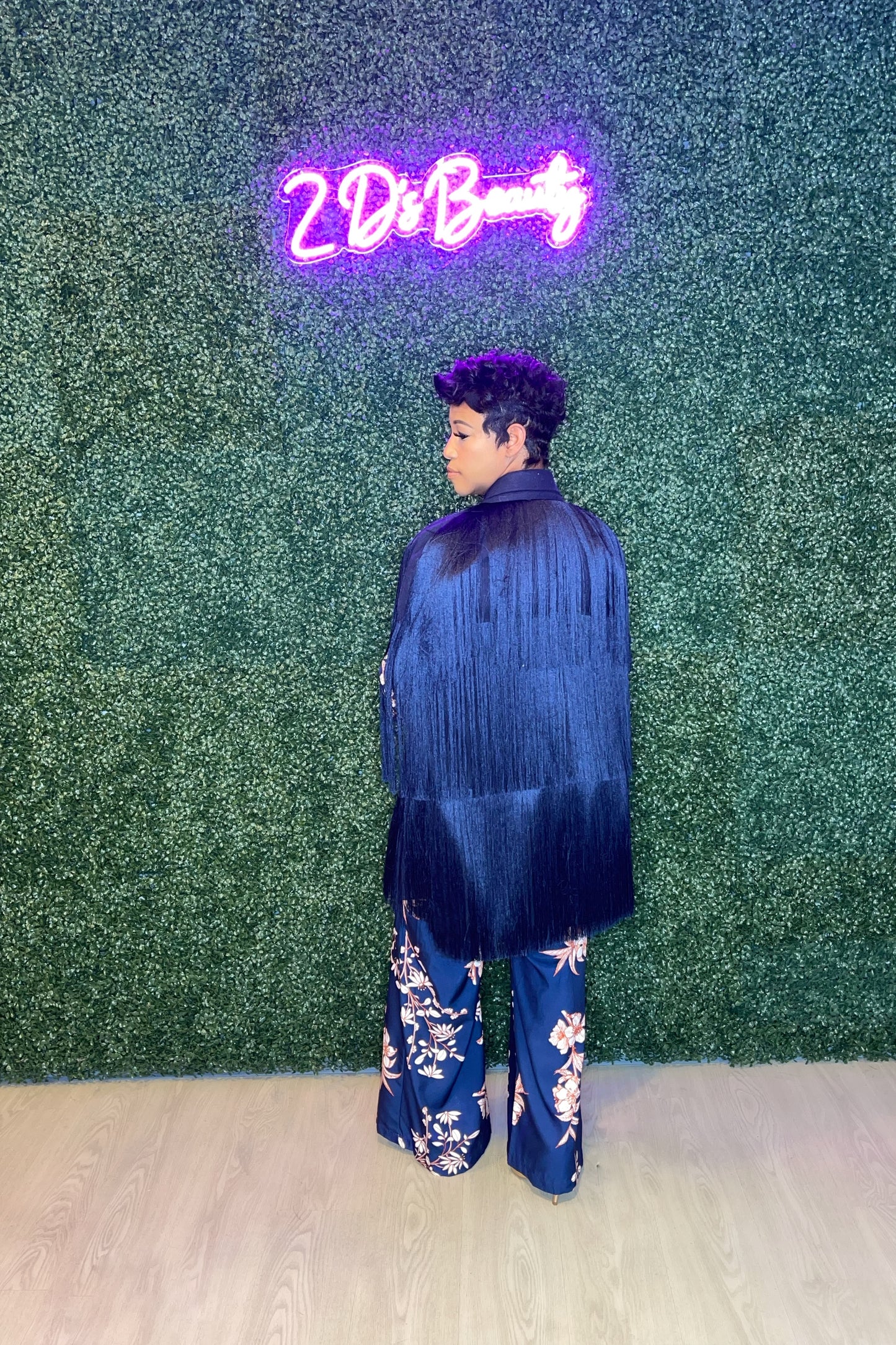 Navy Fringe Cape