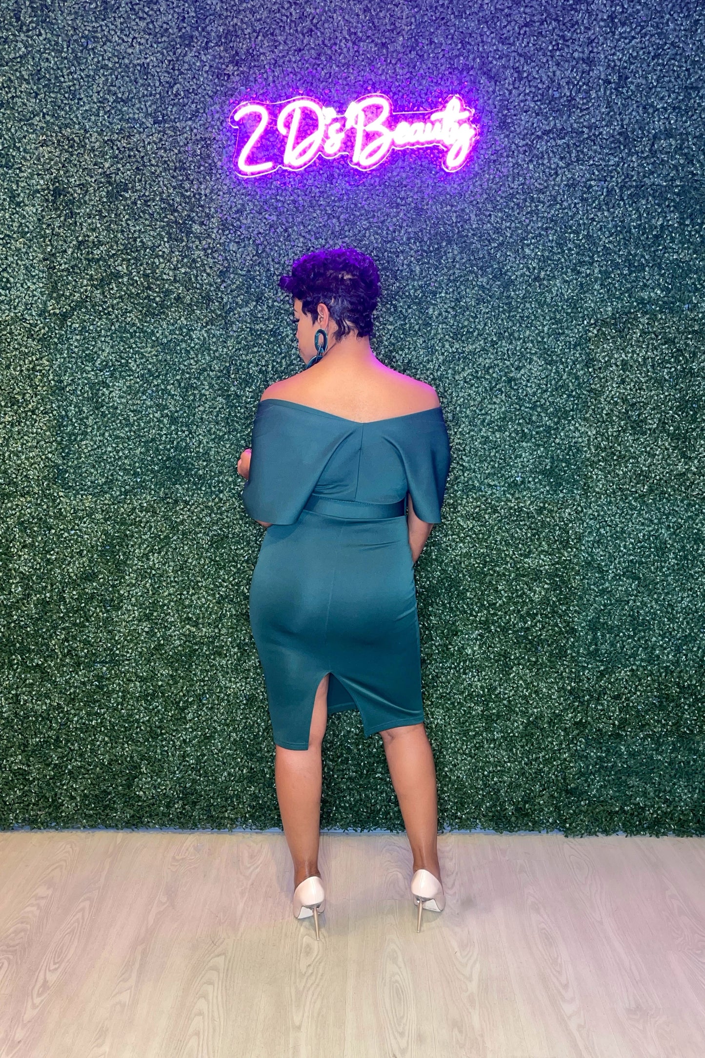 Green Sexy Belted Off The Shoulder Dress
