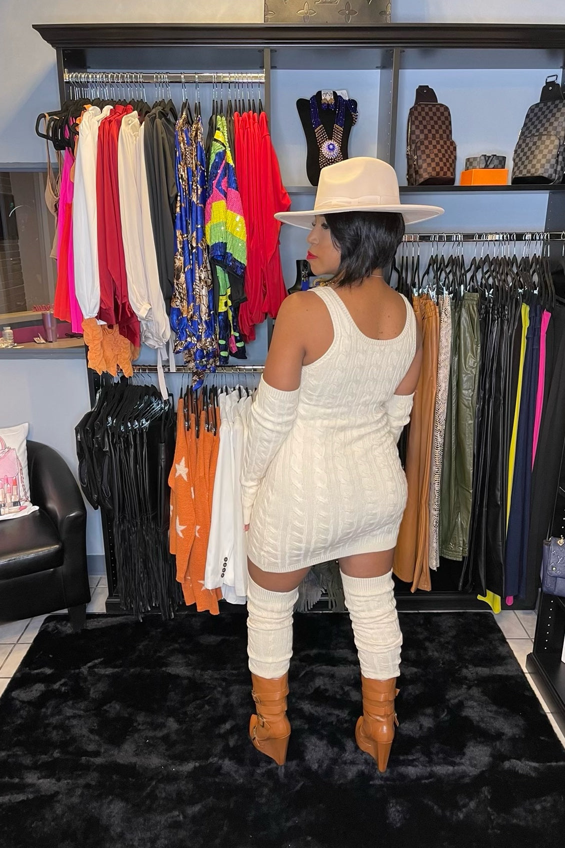 Cream 3pc Sweater Dress
