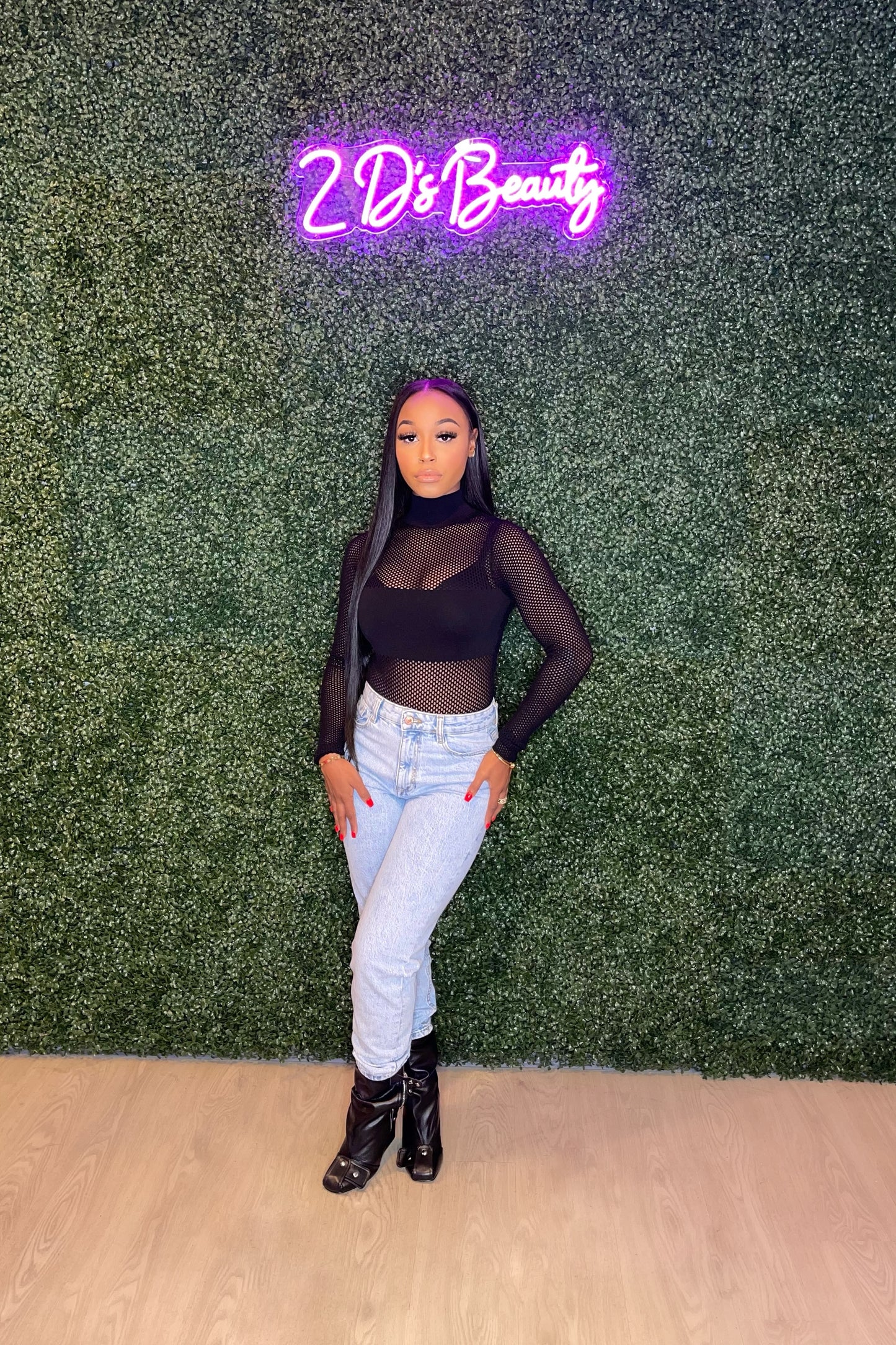 Mock Black Mesh Bodysuit