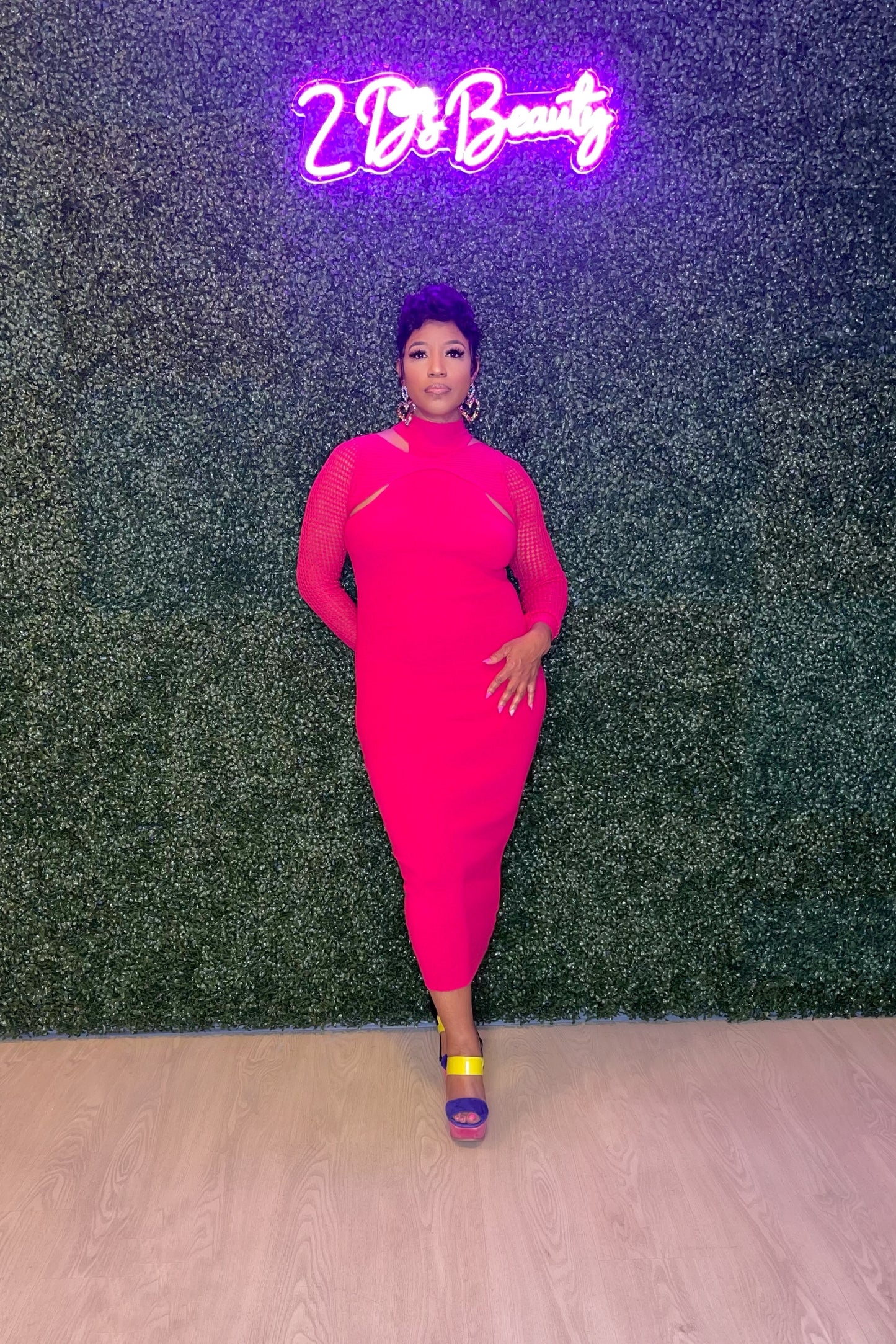 Fuchsia Babe Midi Dress