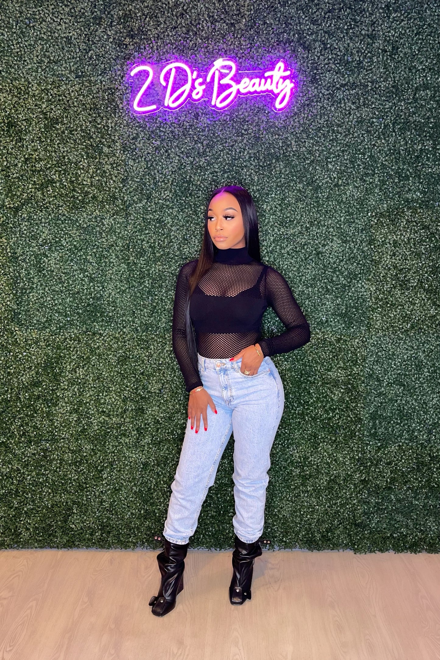 Mock Black Mesh Bodysuit