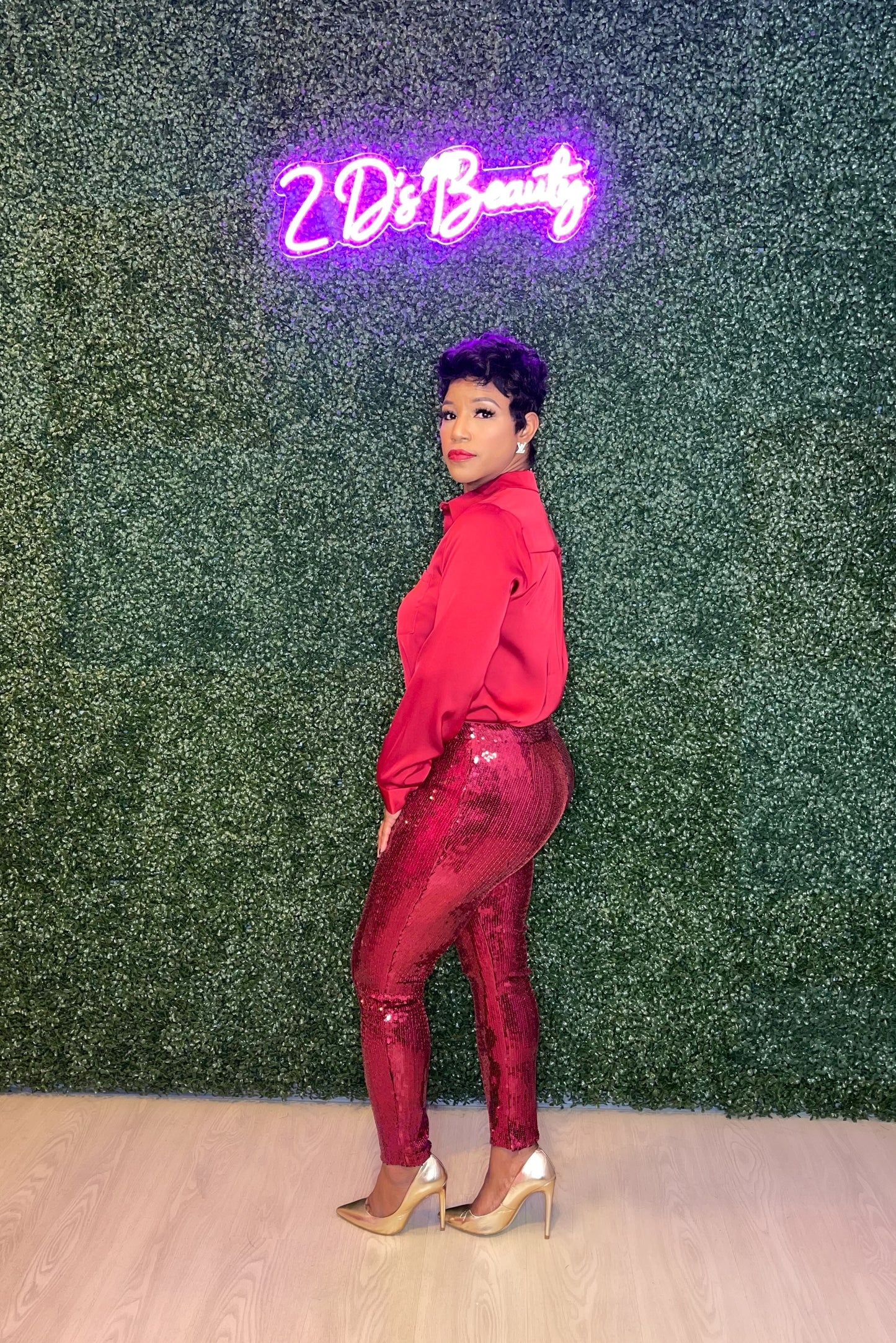 Button Down Wine Colored Silk Shir