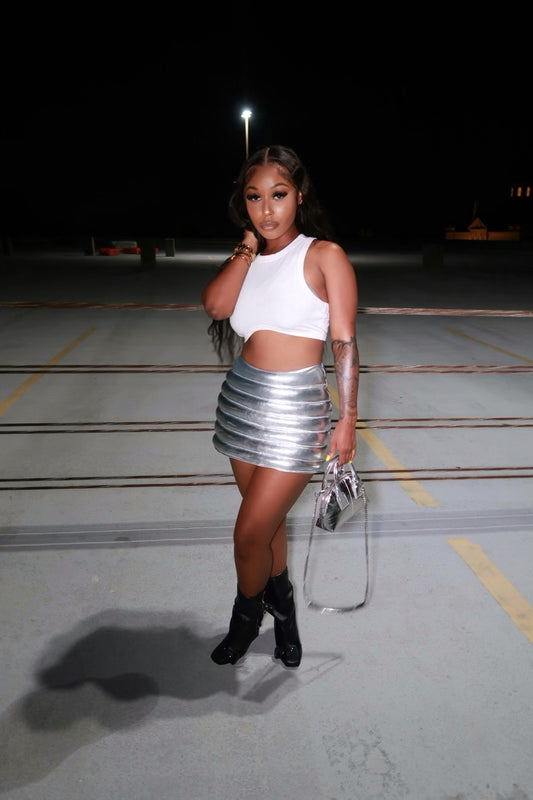 Astro Silver Bubble Mini Skirt
