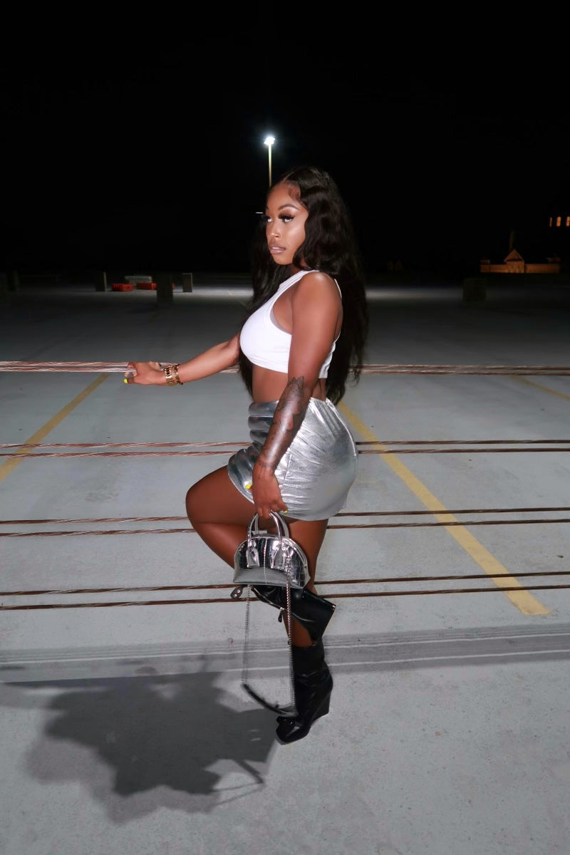 Astro Silver Bubble Mini Skirt