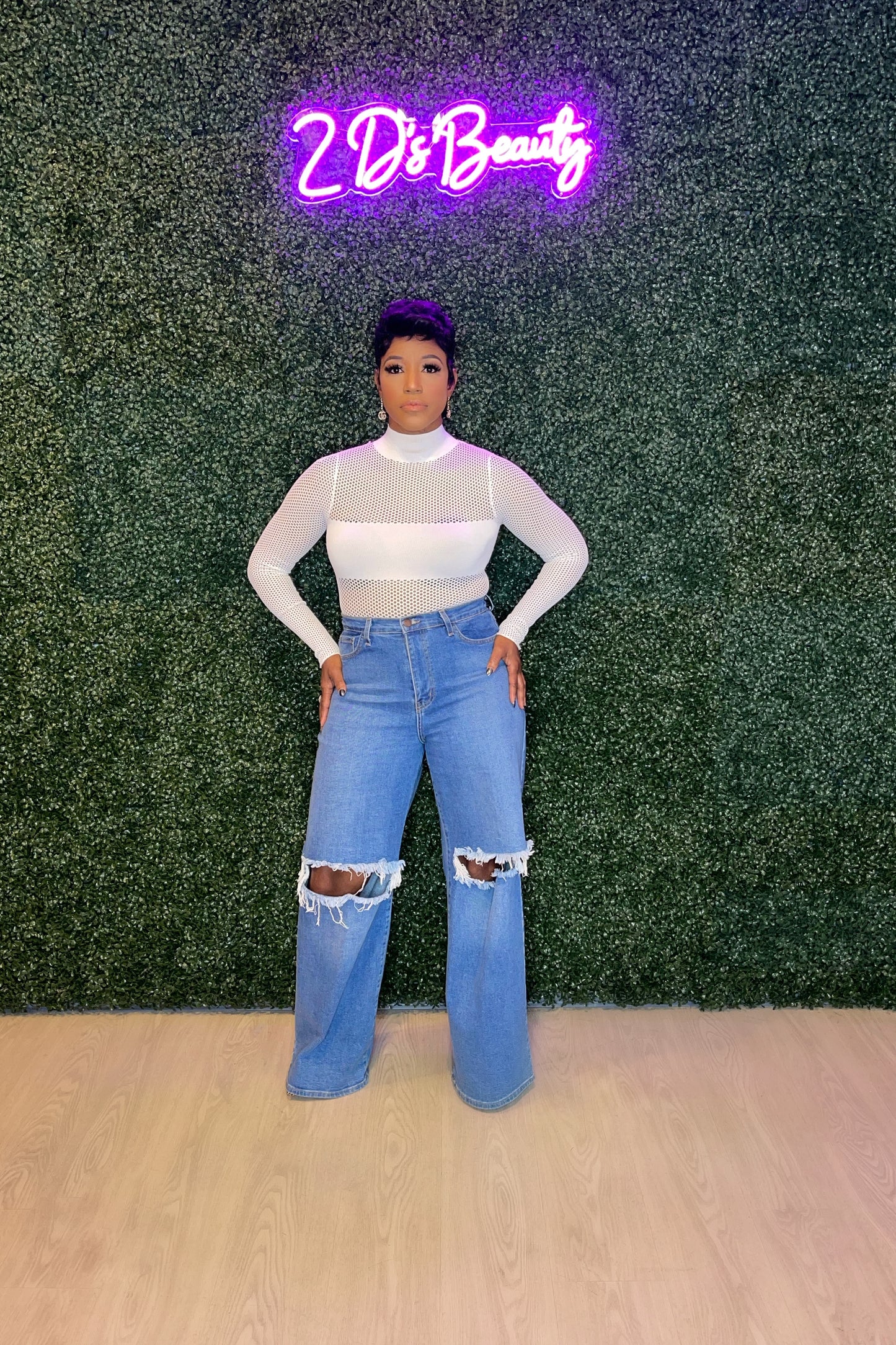 Mock White Mesh Bodysuit