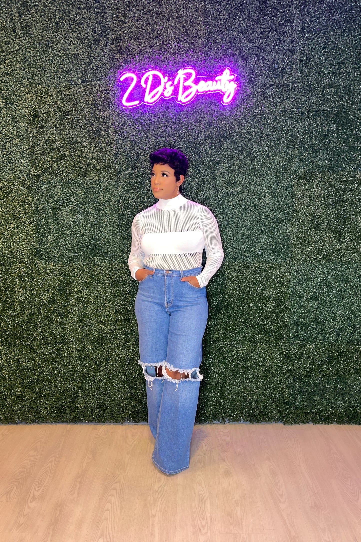 Mock White Mesh Bodysuit