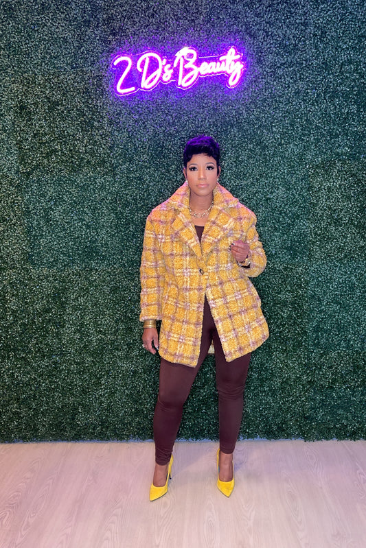 Mustard Pattern Fur Teddy Jacket