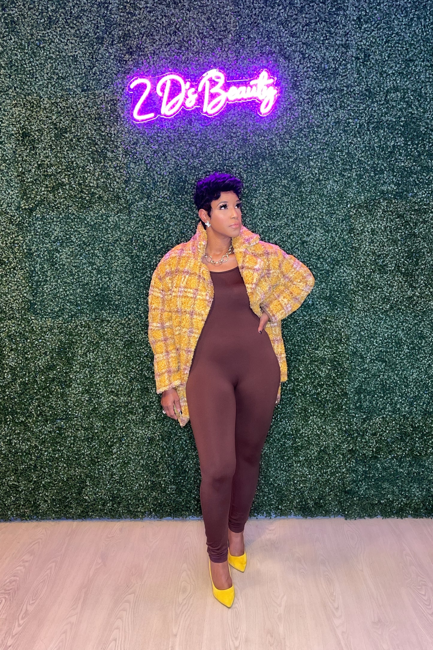Mustard/Brown Fur Teddy Jacket