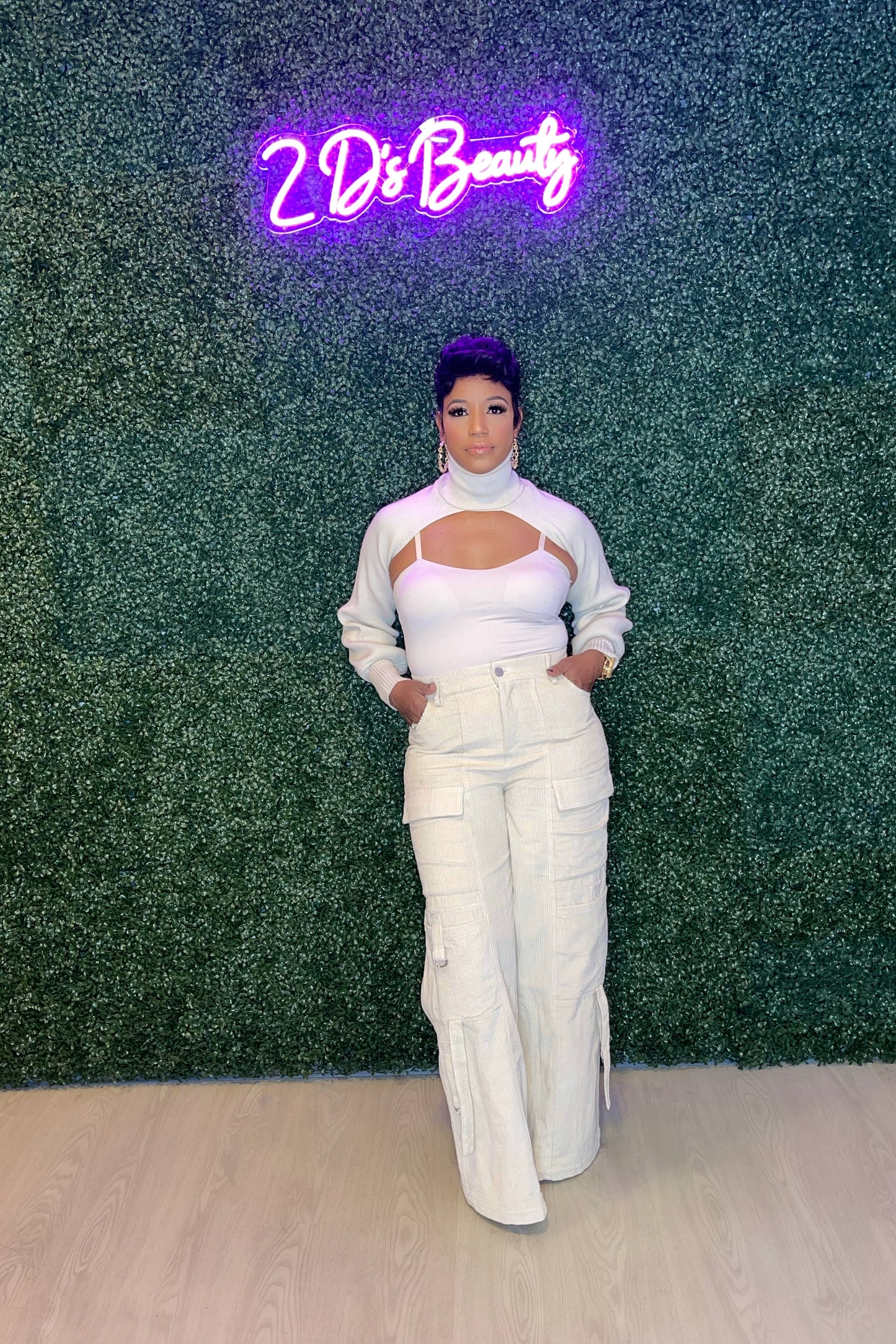 Beige Armed Turtleneck