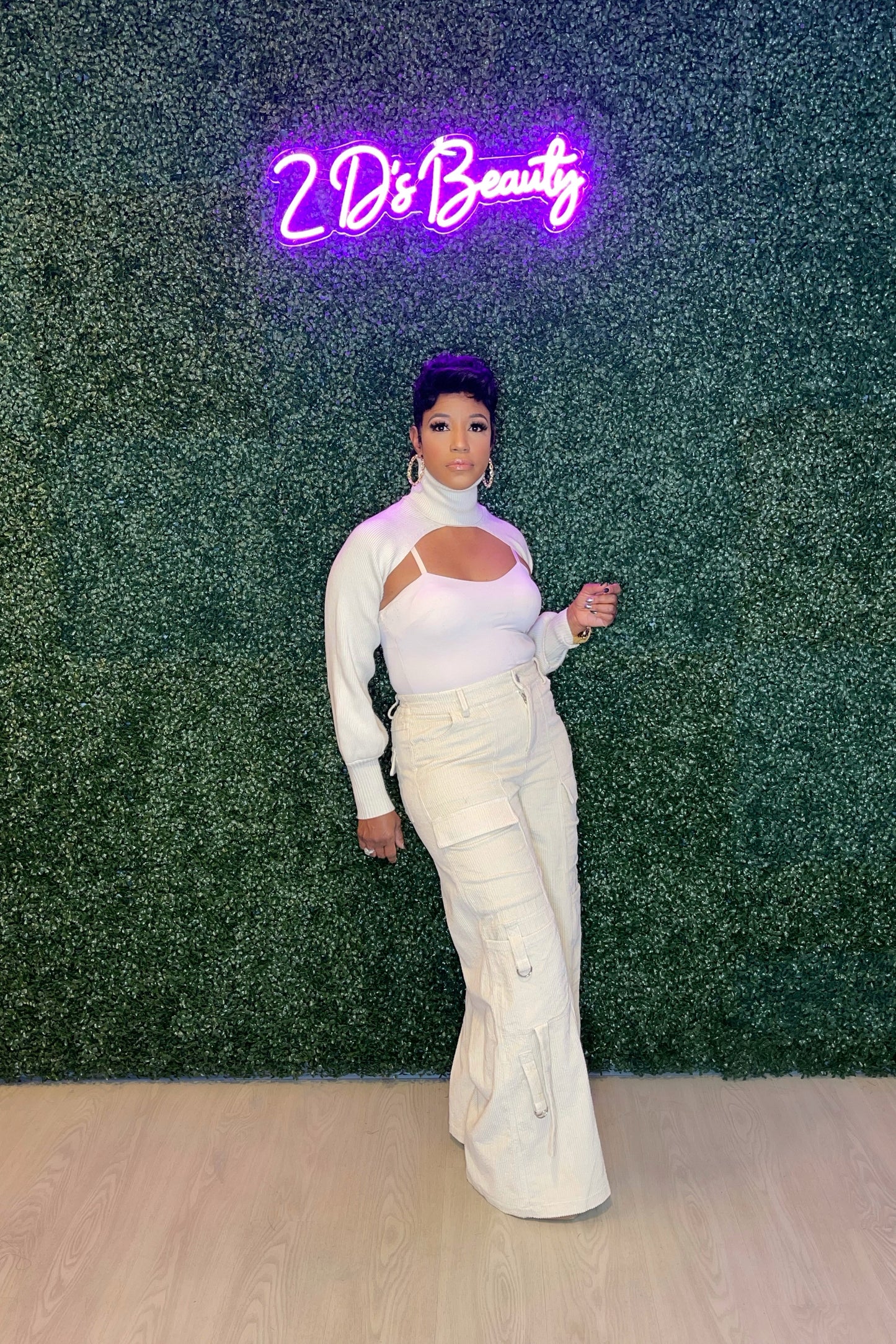 Beige Armed Turtleneck