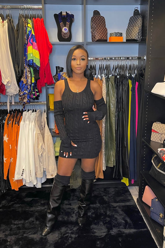 Three Piece Sweater Dress With Arm & Leg Warmers