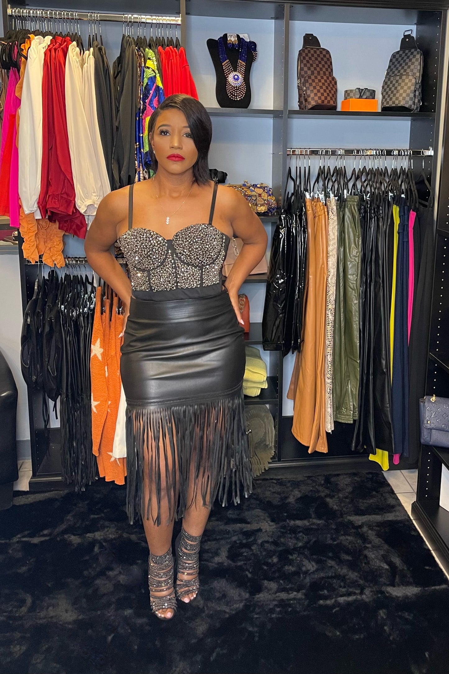 Leather Fringe Skirt