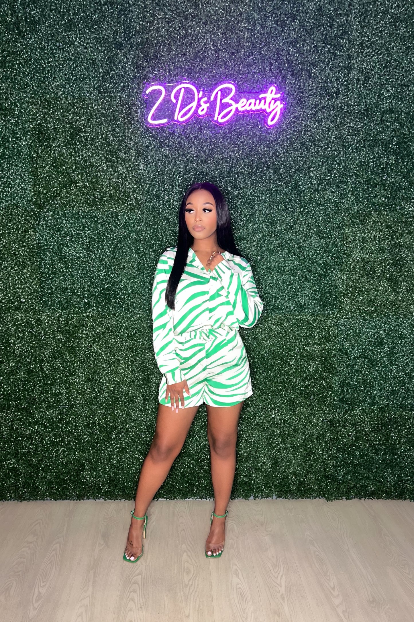 Green Zebra Lady Short Set