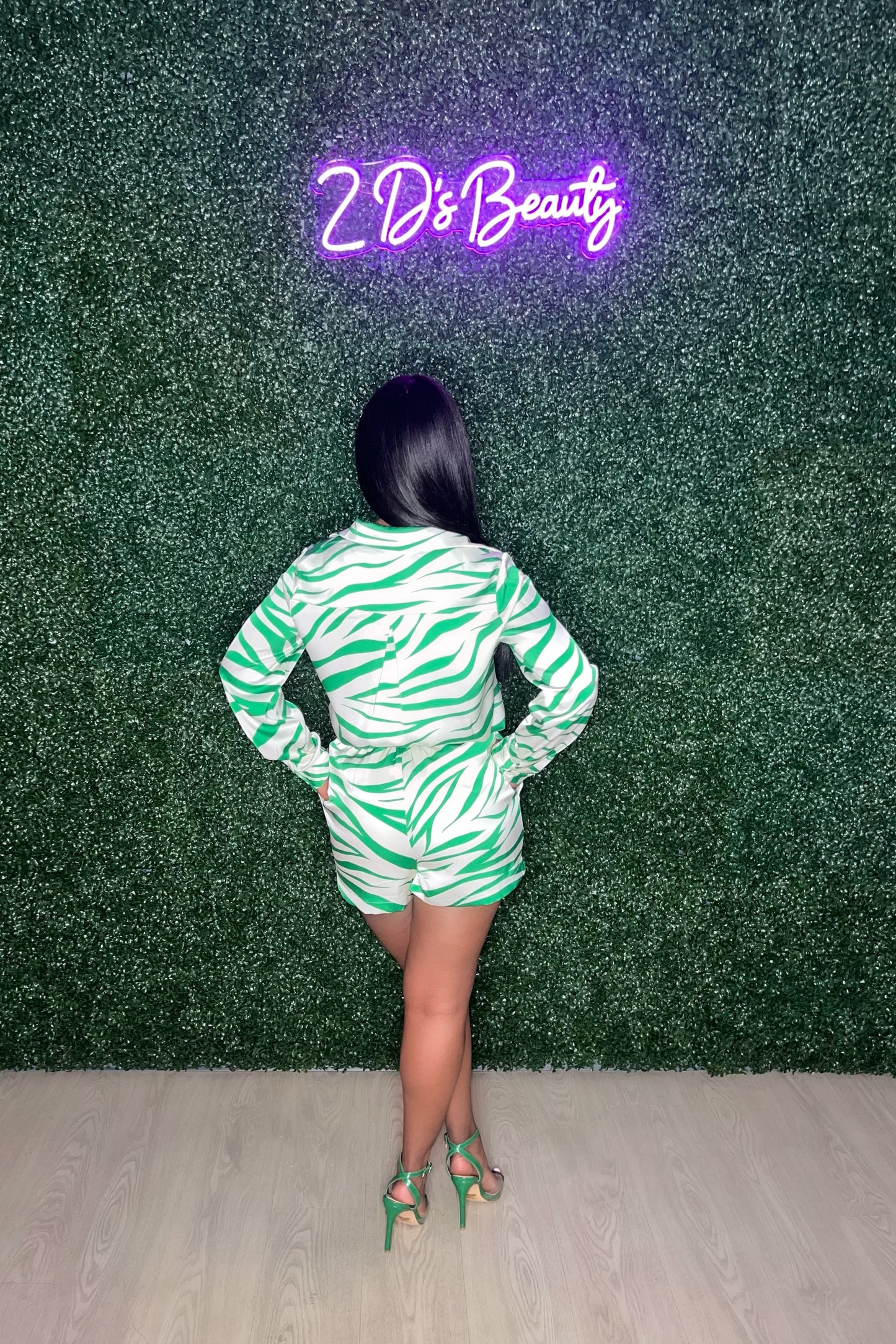Green Zebra Lady Short Set