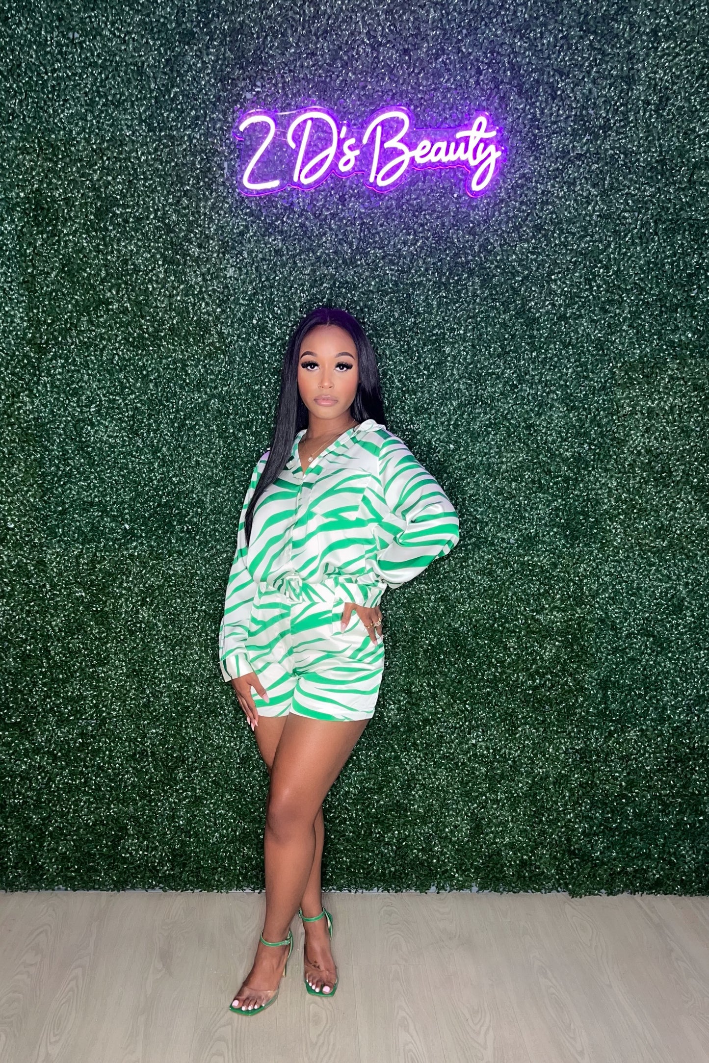 Green Zebra Lady Short Set