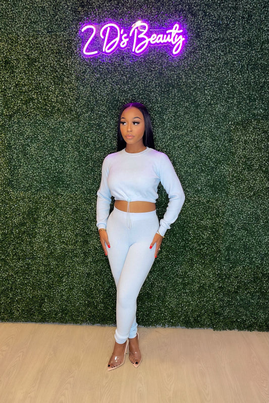 Two Piece Powder Blue Pants Set